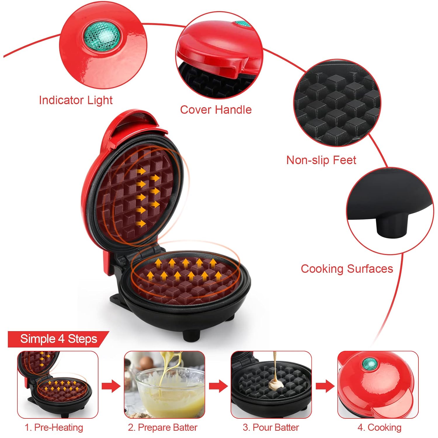 Piastra per waffle Antiaderente