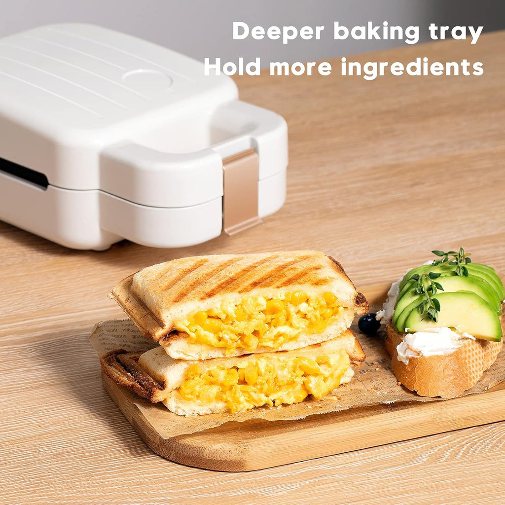 VCJ Mini Sandwich Maker, Portable 2 in 1 Waffle Maker Panini Press Grill (Red)